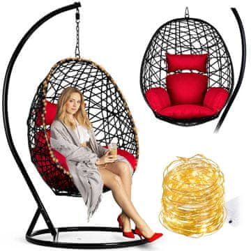 shumee Viseči vrtni stol Sabana črne + rdeče barve