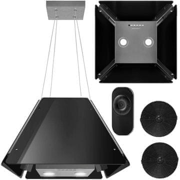 shumee Steklena kuhinjska napa viseča 60 cm črna BT-222