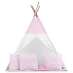 shumee Otroški šotor tipa teepee z lučkami - roza s pikami