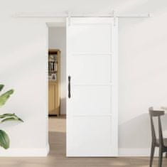 Vidaxl Drsna vrata Bela 73.5 x 198.5 cm Trd borov les in jeklo