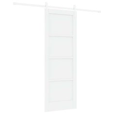 Vidaxl Drsna vrata Bela 73.5 x 198.5 cm Trd borov les in jeklo