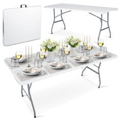 shumee Zložljiva vrtna miza za catering 180 cm Plonos bela