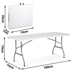 shumee Zložljiva vrtna miza za catering 180 cm Plonos bela