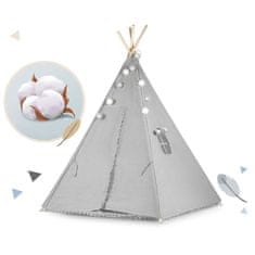 shumee Otroški šotor tipa teepee z girlando in lučkami - siv
