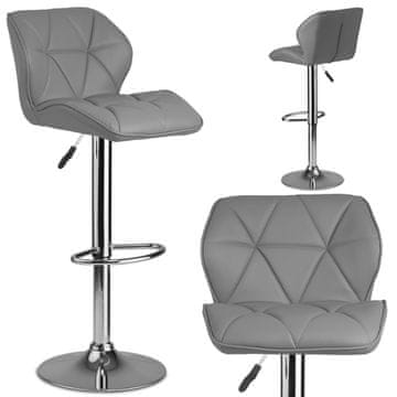 shumee Barski stol Castel z naslonjalom, siv