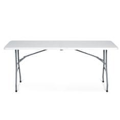 shumee Vrtni komplet za catering, zložljiva miza + 2 klopi 180 cm Plonos bela