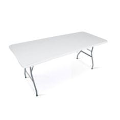 shumee Vrtni komplet za catering, zložljiva miza + 2 klopi 180 cm Plonos bela