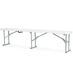 shumee Vrtni komplet za catering, zložljiva miza + 2 klopi 180 cm Plonos bela