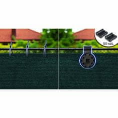 shumee Senčna mreža 1,5 x 50 m 110 g/m2 + 50 sponk zelene barve