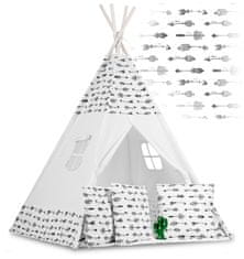 shumee Otroški šotor tipa teepee z girlando in lučkami - bel s puščicami