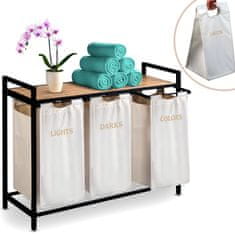 Massido Koš za perilo s tremi predelki na 120-litrskem okvirju