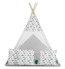 shumee Otroški šotor tipa teepee z girlando in lučkami - bel s puščicami