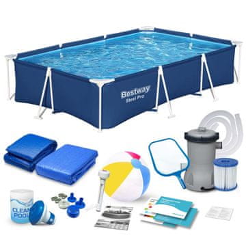 shumee Vrtni bazen z okvirjem 300 x 201 x 66 cm 16-v-1 Bestway 56404N