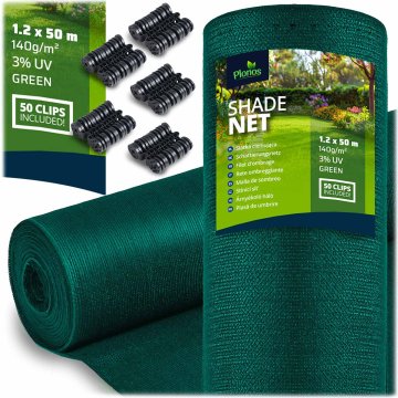 shumee Senčna mreža 1,2 x 50 m 140 g/m2 + 50 sponk zelene barve