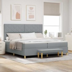 Vidaxl Postelja z vzmetnico z vzmetnico Svetlo siva 200 x 200 cm blago