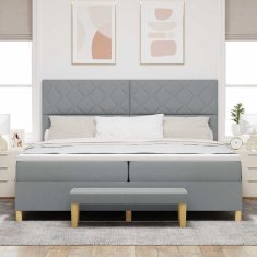 Vidaxl Postelja z vzmetnico z vzmetnico Svetlo siva 200 x 200 cm blago
