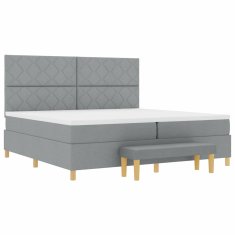 Vidaxl Postelja z vzmetnico z vzmetnico Svetlo siva 200 x 200 cm blago