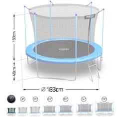 shumee Vrtni trampolin 6ft/183cm z notranjo mrežo in lestvijo Neo-Sport
