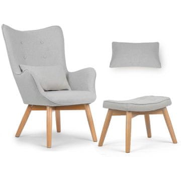 shumee Norveški stol z naslonjalom in podnožjem, svetlo siv