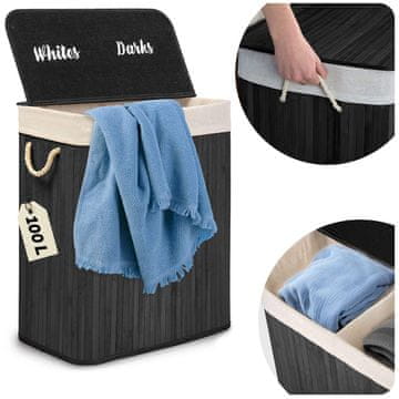 shumee Bambusova košara za perilo s pokrovom 100 l Massido