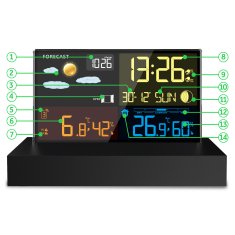 shumee Vremenska postaja z zaslonom BD-912 črne barve
