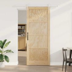 Vidaxl Drsna vrata Naravna in bela 93 x 232 cm Trd borov les in jeklo