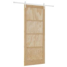 Vidaxl Drsna vrata Naravna in bela 93 x 232 cm Trd borov les in jeklo