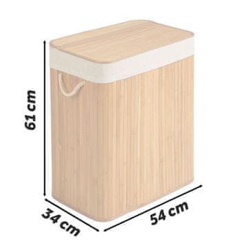 Massido Bambusov koš za perilo s pokrovom 100 l