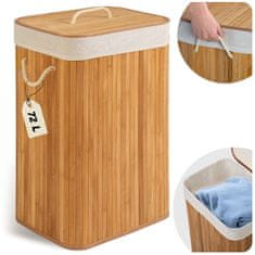 Massido Koš za perilo iz bambusa s pokrovom 72 l