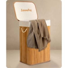 Massido Koš za perilo iz bambusa s pokrovom 72 l