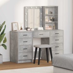 Vidaxl 3-delni toaletni set z LED - Betonsko siva inženirski les