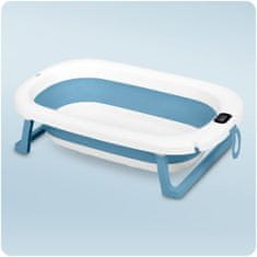 Ricokids Zložljiva kopalna kad za otroke, dojenčke s termometrom in vložkom RK-287 bela in modra