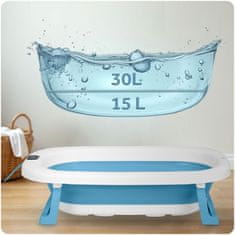 Ricokids Zložljiva kopalna kad za otroke, dojenčke s termometrom in vložkom RK-287 bela in modra