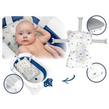 Ricokids Zložljiva kopalna kad za otroke, dojenčke z vstavkom RK-286 bela in modra
