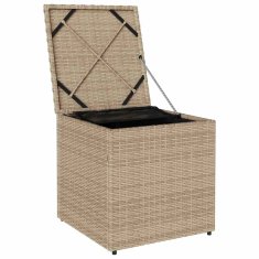 Vidaxl Škatla za blazine Bež 50 x 50 x 50 cm poli ratan