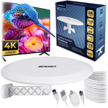 Baldr BD-955 notranja/zunanja TV ultra HD 4K antena bela