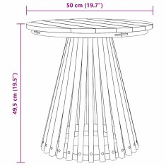 Vidaxl vrtna stranska miza Ø50x49.5 cm trdni tik