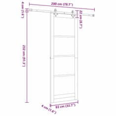Vidaxl Drsna vrata Bela 83 x 232 cm Les in kovina