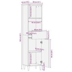 Vidaxl Strani šal s predalom s polico z vrati Rjava 38 x 33.5 x 160 cm