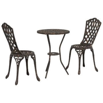Vidaxl Vrtnik Bistro Set 3 szt. Bronasta Aluminij