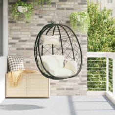 Vidaxl Viseči stol v obliki jajca Kremno bela 91.5 x 60 x 110 cm
