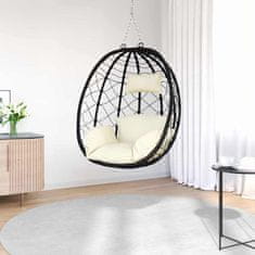 Vidaxl Viseči stol v obliki jajca Kremno bela 91.5 x 60 x 110 cm