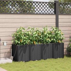 Vidaxl Vrtni lončki 1 kos Pletenje Črna 160 x 40 x 52 cm Plastika