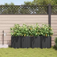 Vidaxl Vrtni lončki 1 kos Pletenje Črna 160 x 40 x 52 cm Plastika