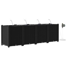 Vidaxl Vrtni lončki 1 kos Pletenje Črna 160 x 40 x 52 cm Plastika