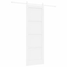 Vidaxl Drsna vrata Bela 73.5 x 211 cm Trd borov les in jeklo