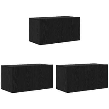 Vidaxl Komplet TV omaric 3 szt. Črna 60 x 30 x 30 cm Konstruiran les
