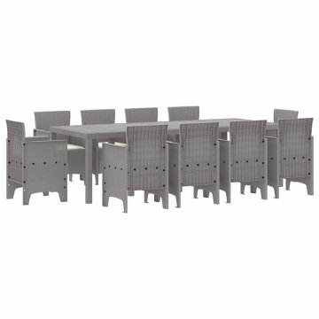 Vidaxl Komplet za jedilnico v vrtu 11 pcs Svetlo siva Polt rattan
