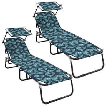 Vidaxl Zložljiv ležalnik 2 pcs večbarvno 190 x 57 x 81 cm oxford