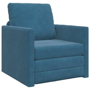 Vidaxl Sofa postelja Modra 74 x 77 x 81 cm Žamet